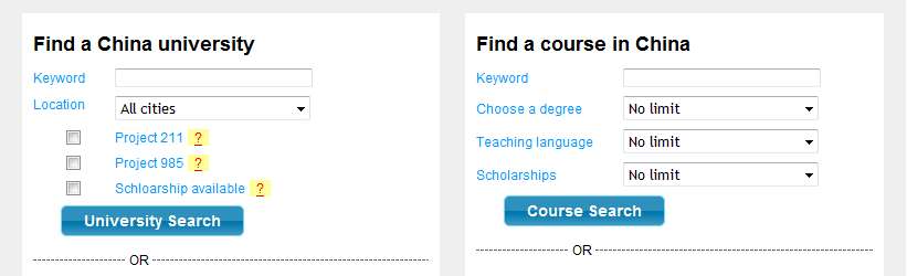 Find a course in China